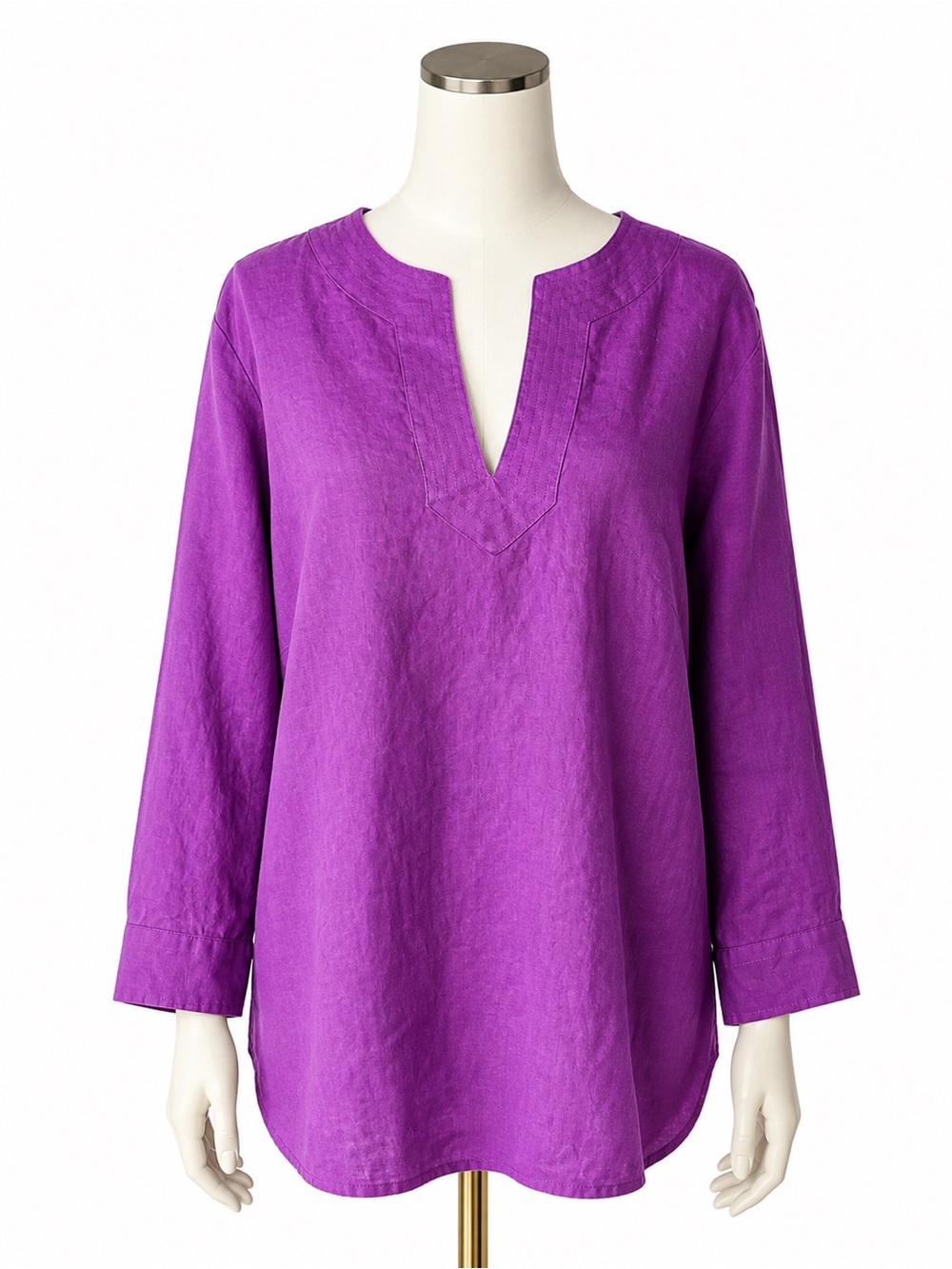 Lauren Ralph Lauren Purple 100% Linen Tunic Top Women’s Size 1X Long Sleeve